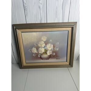 VTG MCM Still Life Oil Painting On Canvas Floral Signed Pastel Framed (21 x 16)